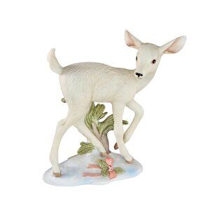 Vintage G.G. Santiago Enesco White Deer Reindeer Christmas Figurine Looking Back